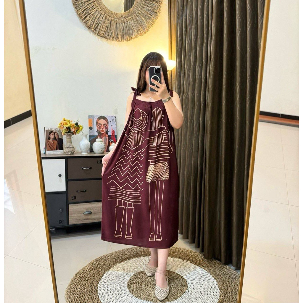 Dress Daster Wanita Yukensi Tali - Bahan Rayon Busui