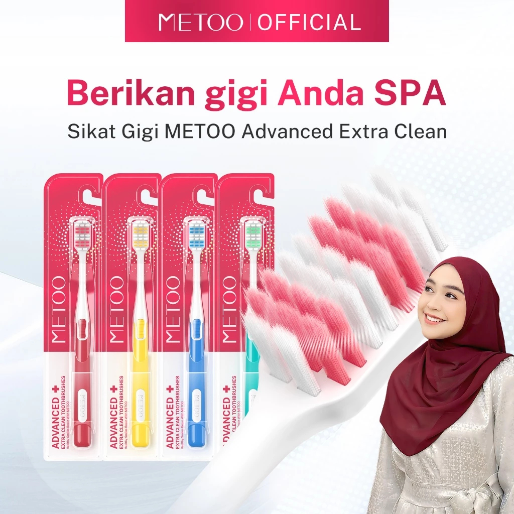 METOO ADVANCED TOOTHBRUSES Extra Clean Sikat Gigi Lembut dan Elastis dengan Bulu Karbon Ultra Halus