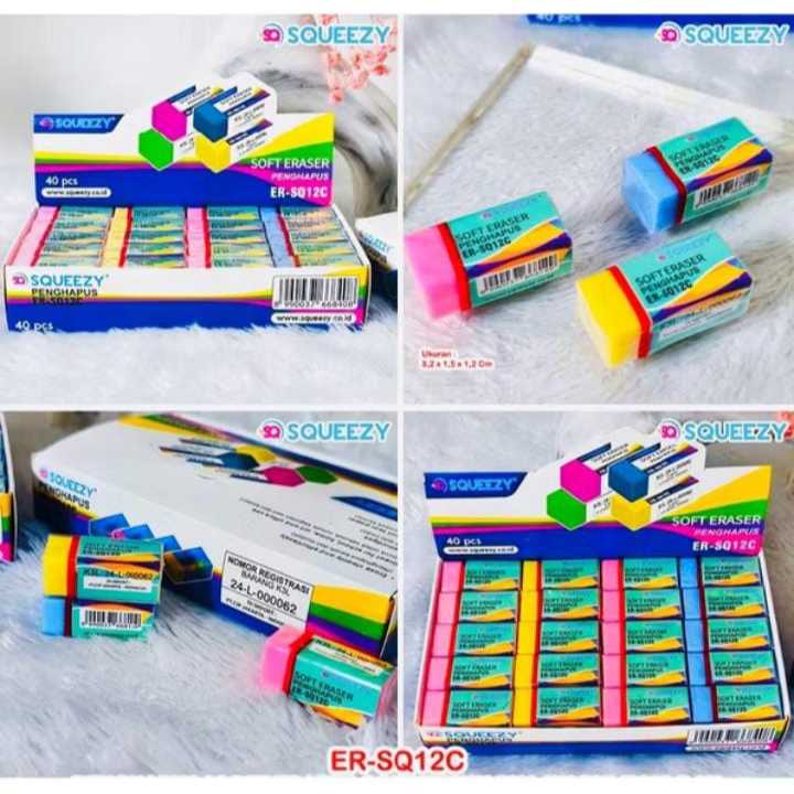 

( 10 BIJI ) Penghapus Pensil SQUEEZY ER-SQ12C WARNA WARNI KECIL
