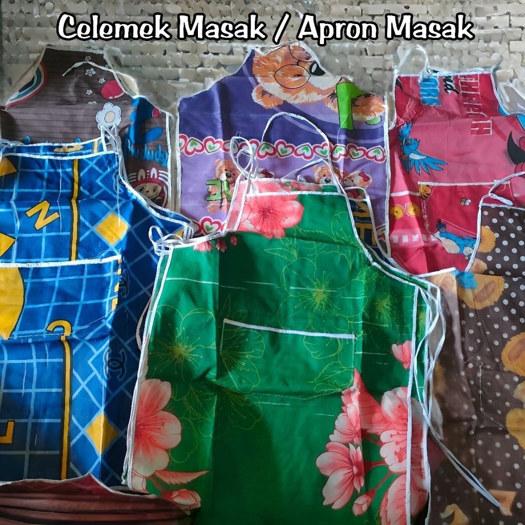 Celemek masak Apron Masak polos motif