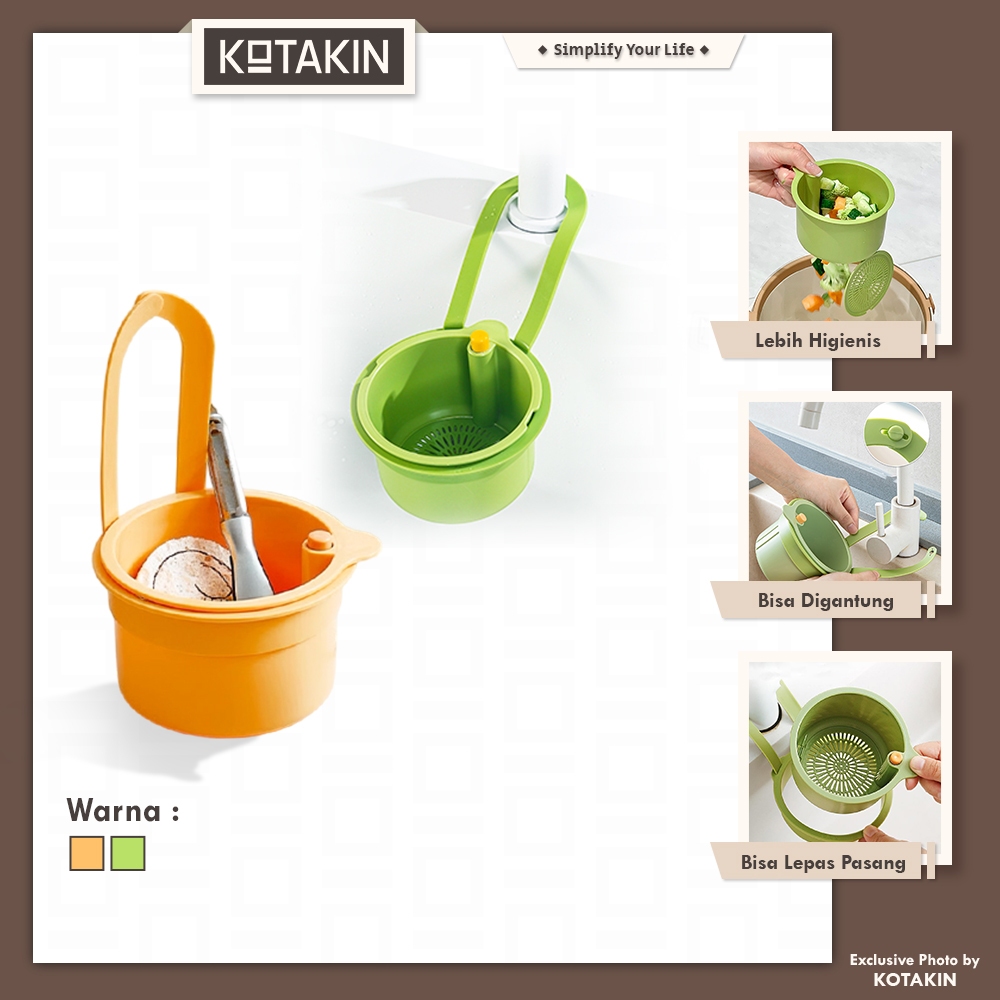 KOTAKIN Saringan Wastafel Anti Sumbat Wadah Sisa Makanan Sampah Cuci Piring Dapur Keranjang Gantung 