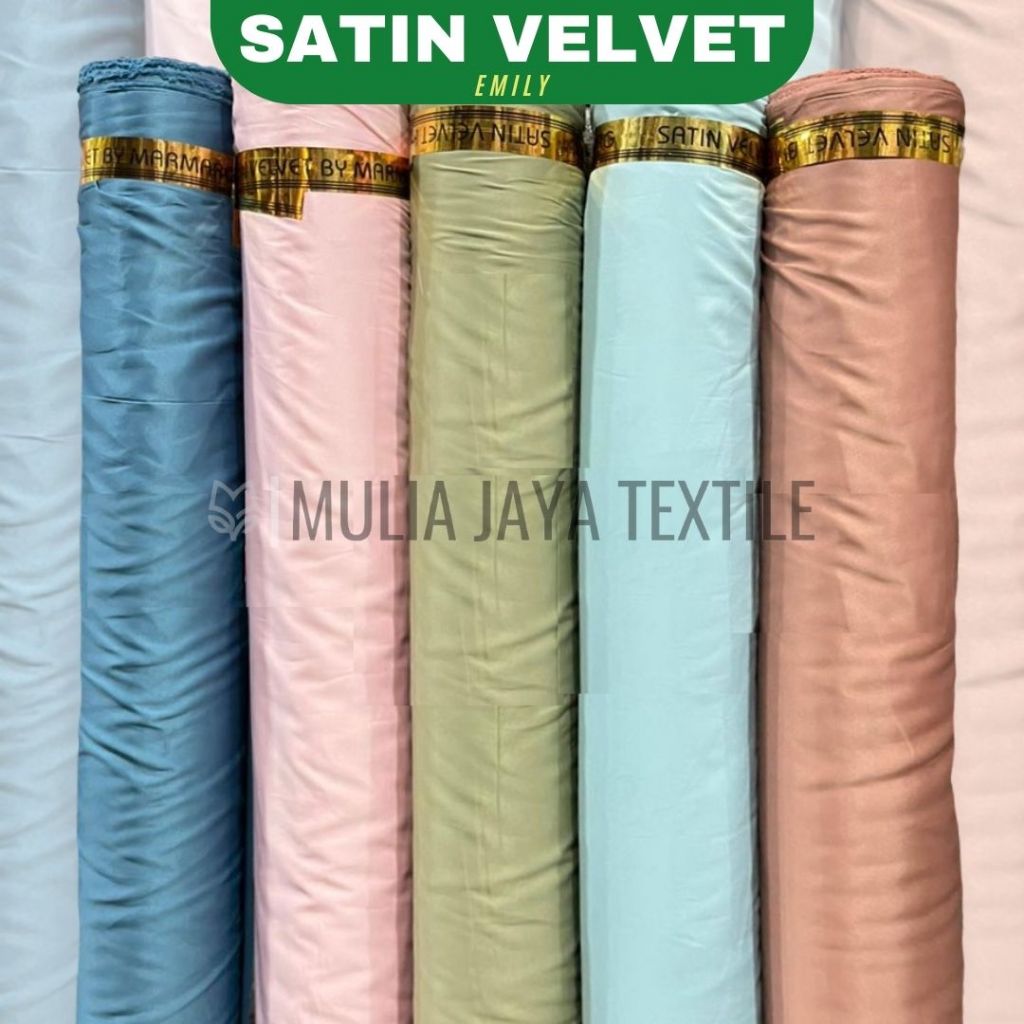 Kain Satin Velvet Premium Murah Bahan Bridesmaid, Furing, Kebaya Emily SVE