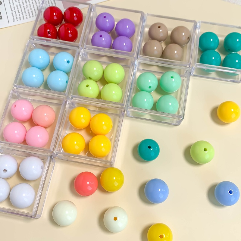Lubang Lurus Akrilik Besar Warna Solid Bundar Manik-Manik Diy Manik-Manik Buatan Tangan Manik-Manik 