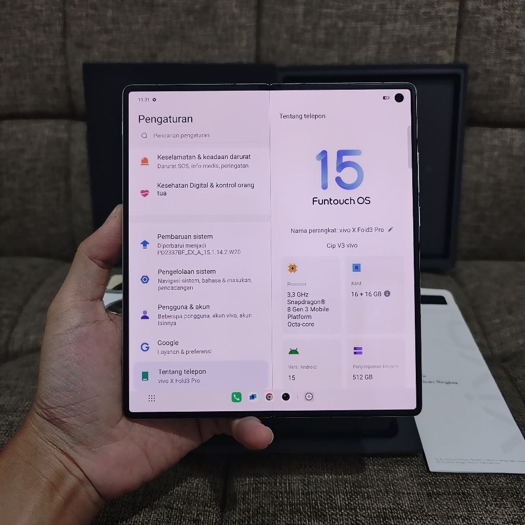 Vivo X Fold 3 Pro 16/512 Resmi Fullset Masih Garansi