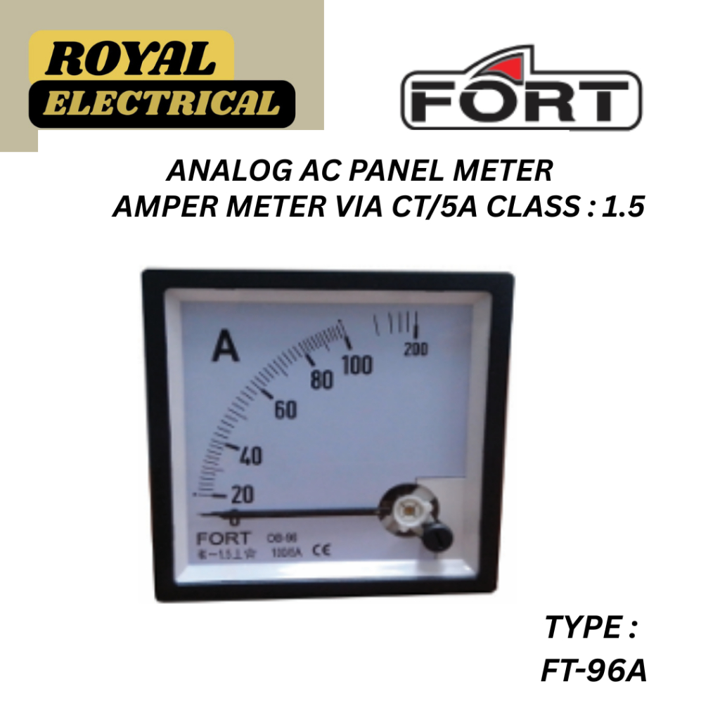 FORT AMPER METER VIA CT/5A CLASS 1.5 / 96X96 / AMPERE 0-30/60A - 0-50A/100A - 0-60A/120A - 0-75A/150
