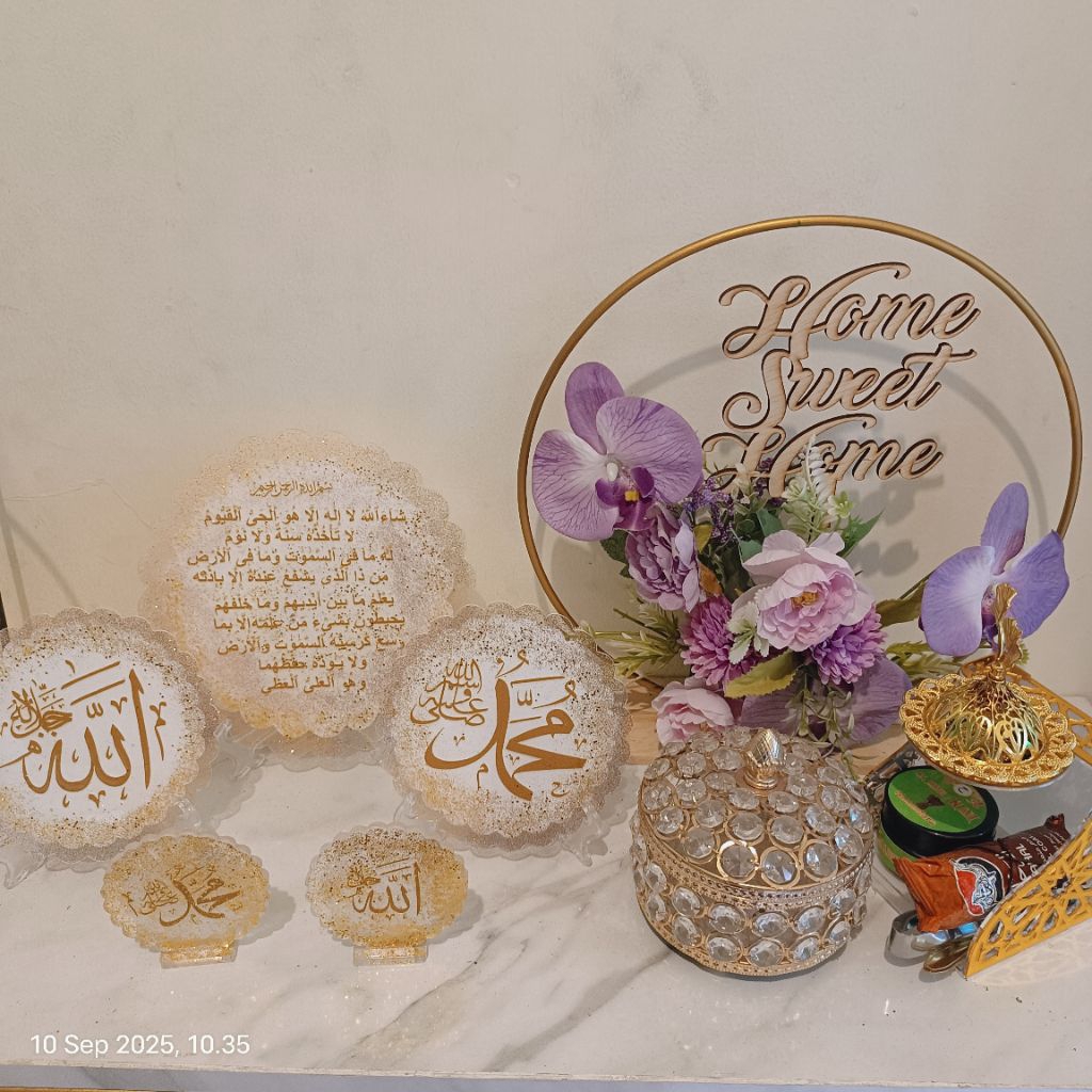 PROMO HIASAN MEJA AYAT KURSI DAN ALLAH MUHAMMAD. HIASAN MEJA MEWAH
