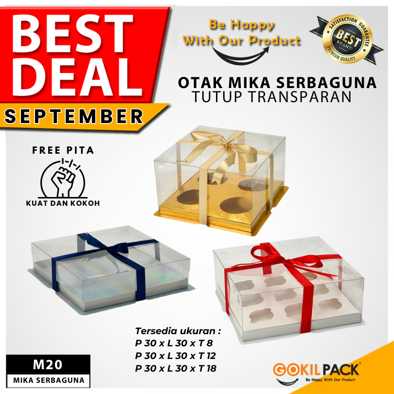 

Box Mika / Kotak Kue Mika / Box Toples + Tatakan / Packaging Mika 30x30/ M20