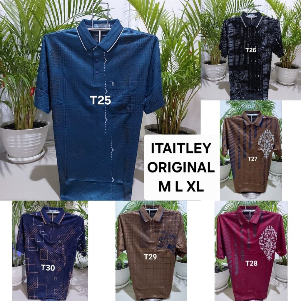 ITAITLEY Silver - Kaos Kerah pria, Desain Korea, Bahan Katun Nyaman, Style Elegan kode T26-T50