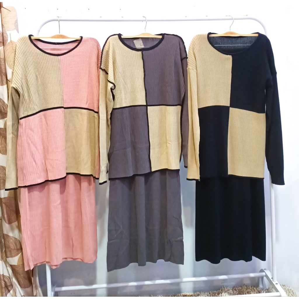 Setelan wanita rajut rok kekinian