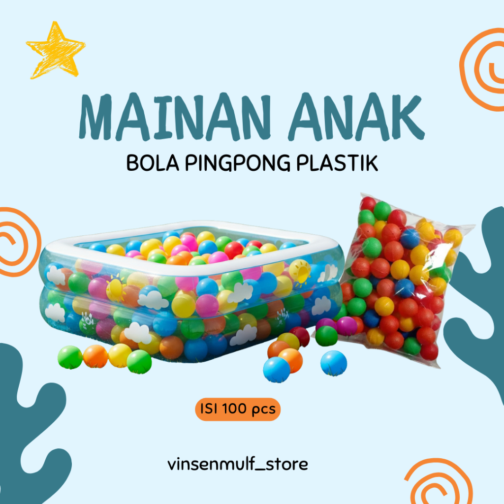 MAINAN ANAK BOLA PINGPONG PLASTIK ISI 100 PCS