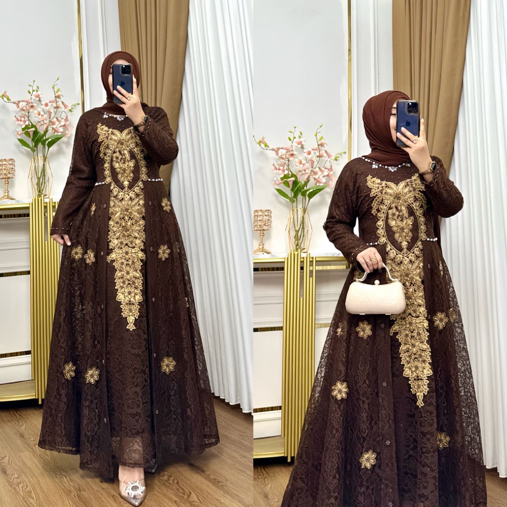 REALPICSGAMIS BROKAT BORDIR EMAS+ PAYET/DRESS BROKAT~GAMIS PESTA MEWAH~GAMIS BROKAT PREMIUM/GAMIS BR