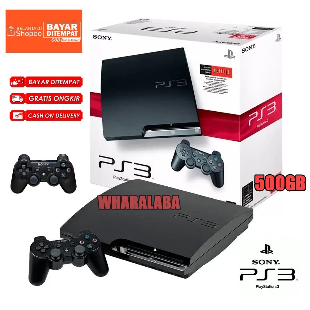 PS3 SLIM CECH 20XX HDD 500GB FREE 40 GAME + 2 STIK WIRELLES