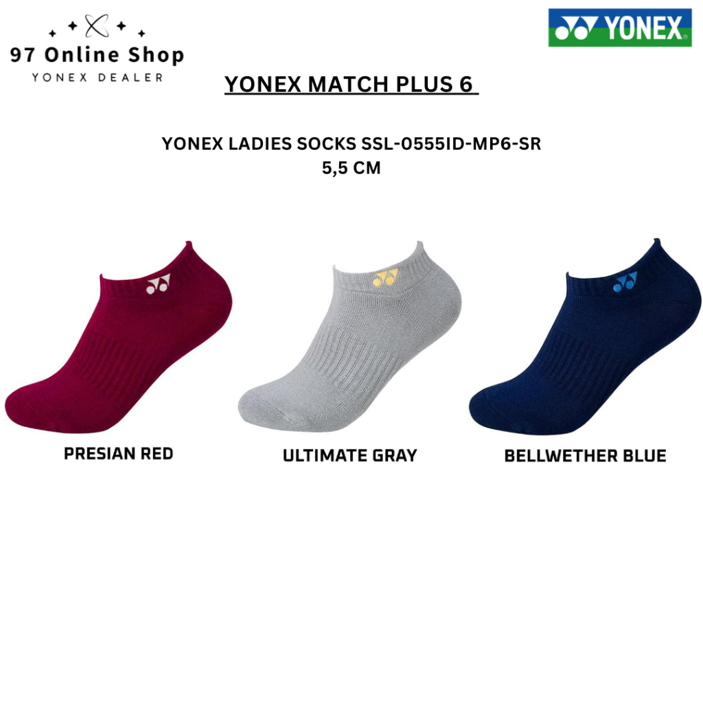 YONEX Ladies Socks SSL-0555ID-MP6-SR 5,5 cm 100% Original / Kaos Kaki Badminton Wanita