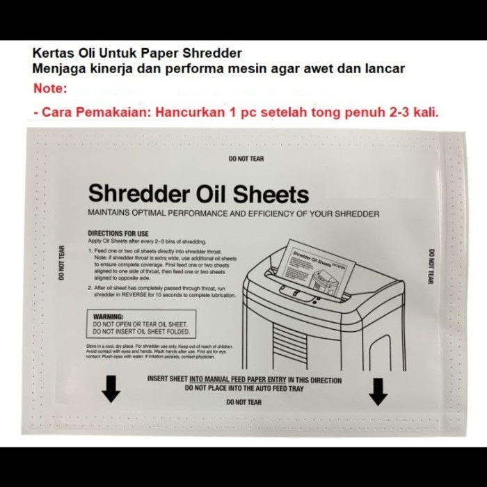 Oil Sheet, Pelumas Khusus Pisau Mesin Penghancur Kertas, Paper Shredder Blade