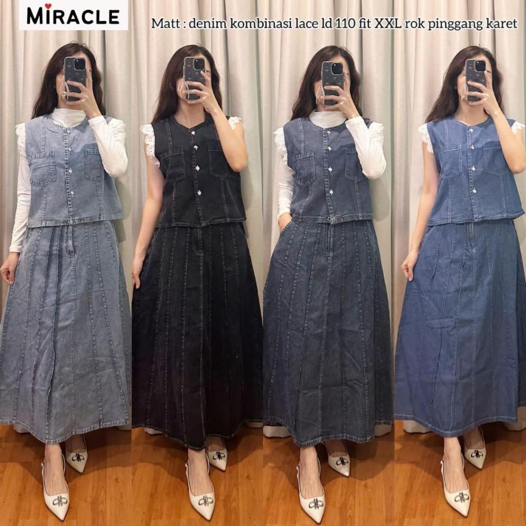 HANNA SET ROK - ATASAN&ROK PANJANG BAHAN JEANS DENIM WASH PREMIUM