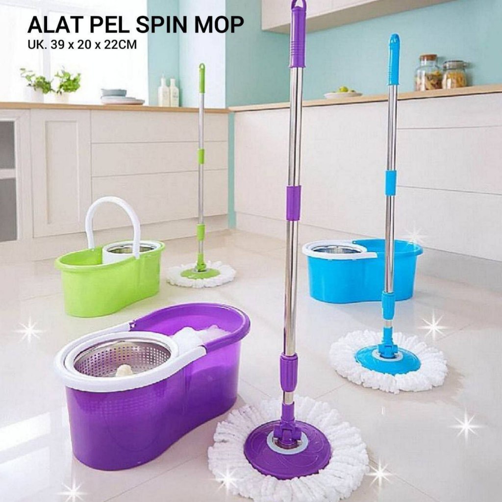 Alat Pel Lantai Praktis Tanpa Peras Spin Mop 360 Ember Pengering Stainlees
