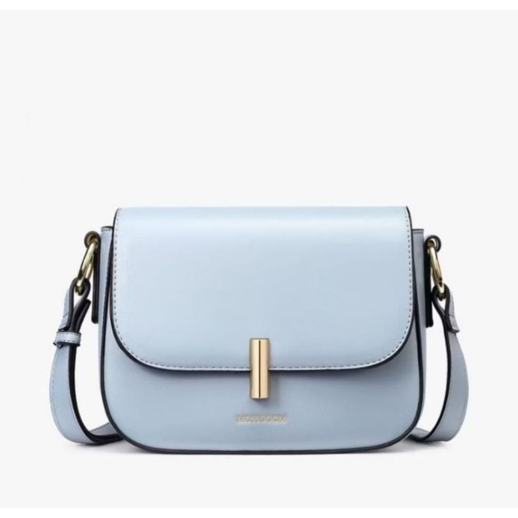 Tas Selempang Wanita Elegan Warna Biru Muda Dengan Tali Panjang