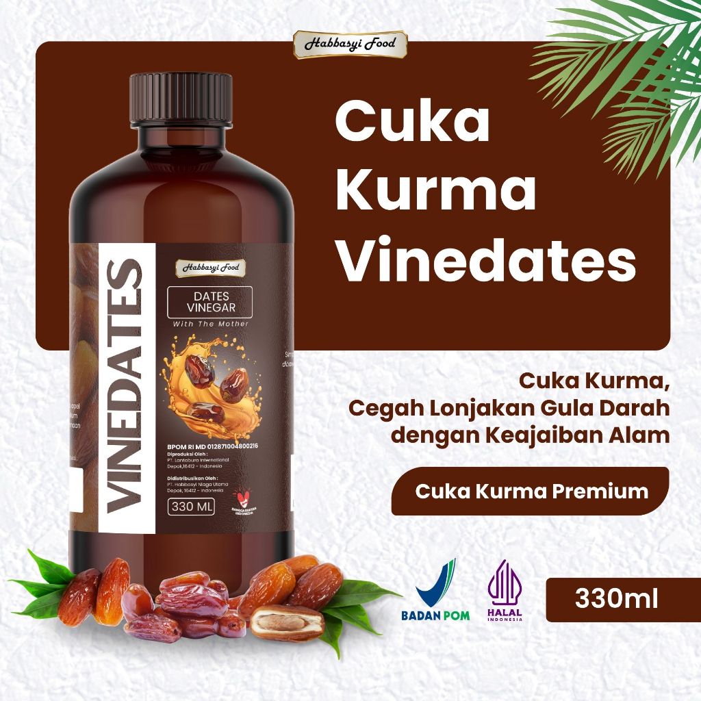 

Cuka Kurma Vinedates HNU isi 330 ml - Membantu Menjaga Kesehatan Kulit dan Berat Badan - BPOM