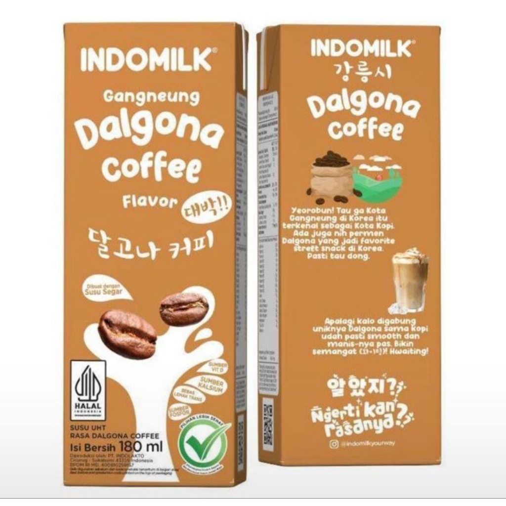 

3 pcs 180ml Indomilk Dalgona Coffe - Susu UHT Rasa Dalgona Coffe