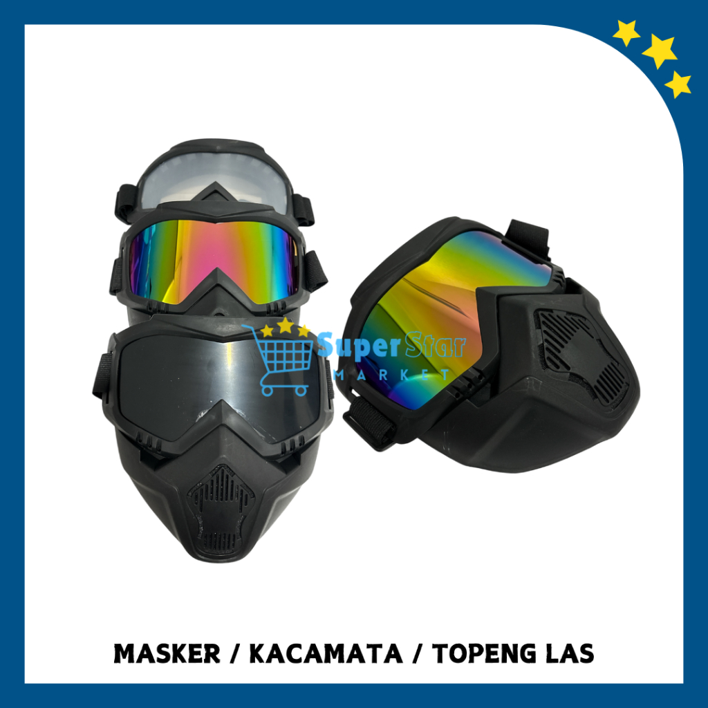 Pelindung Wajah Las / Helm Las Full Wajah / Welding Mask / Topeng Las / Kacamata Las Dengan Masker V
