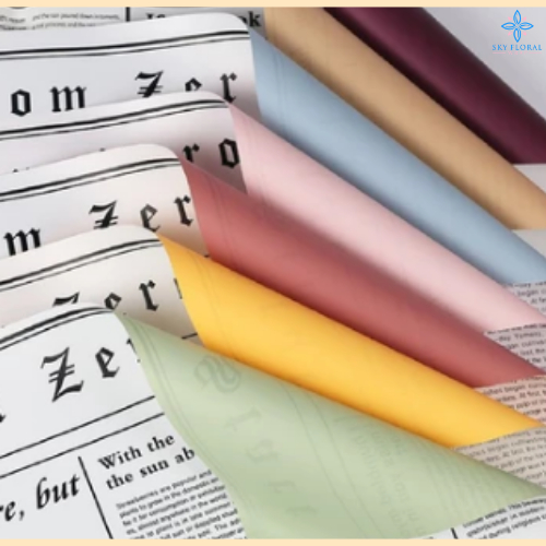 

Bicolor Buff Newspaper Cellophane Koran Kertas Buket Bunga Wrapping Paper Lembaran Waterproff KB6038