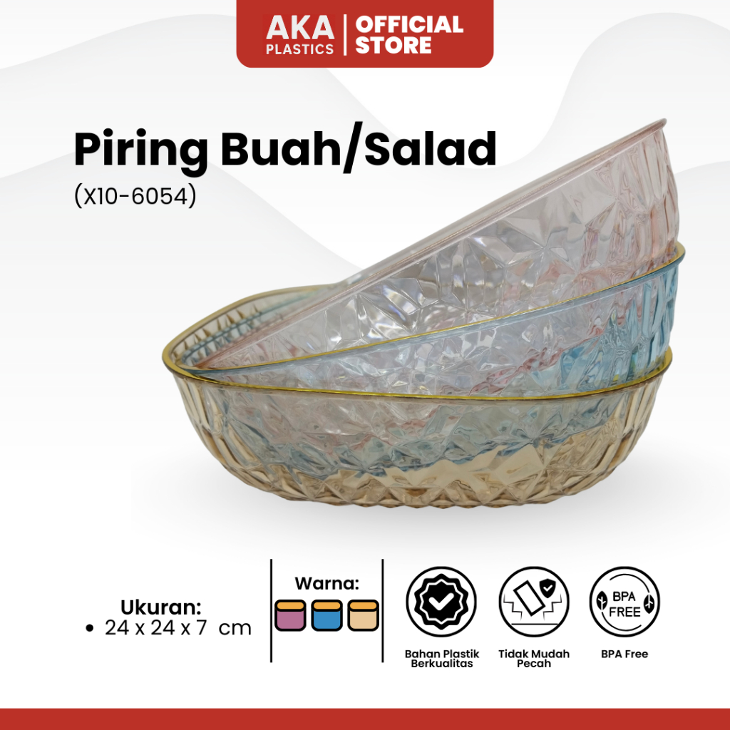 AKA Plastics – Piring Buah & Salad Persegi Akrilik | Elegan, Kokoh, Berkualitas | Anti Pecah, BPA Fr
