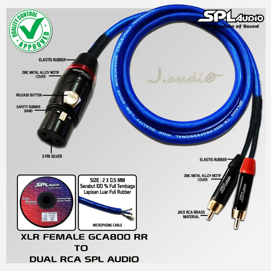 SPL AUDIO CM-5000 - Kabel audio / kabel sound microphone 1x XLR Female 800 RR to 2x RCA SPL AUDIO - 