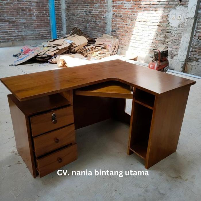 meja kerja meja sudut minimalis meja kantor L