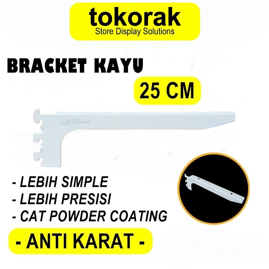 BRACKET KAYU 25 CM PUTIH DAUN BRAKET SIKU AMBALAN RAK DINDING 25CM ANDDISPLAY
