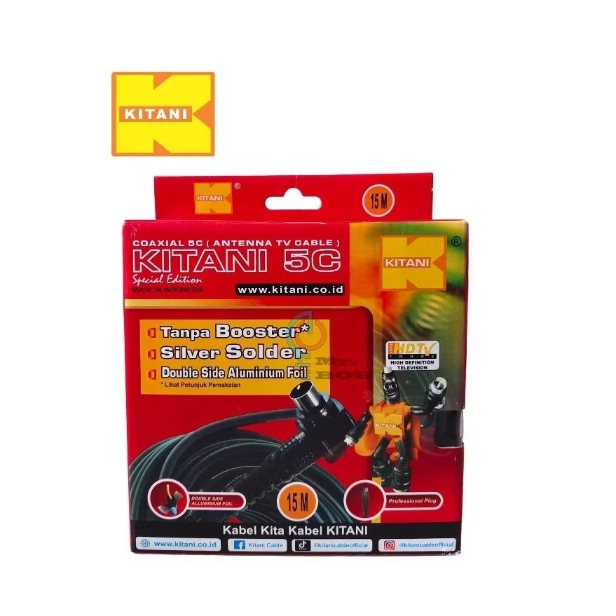 KABEL ANTENA TV KITANI COAXIAL 5C +  PLUG / KABEL KITANI / ANTENA KITANI