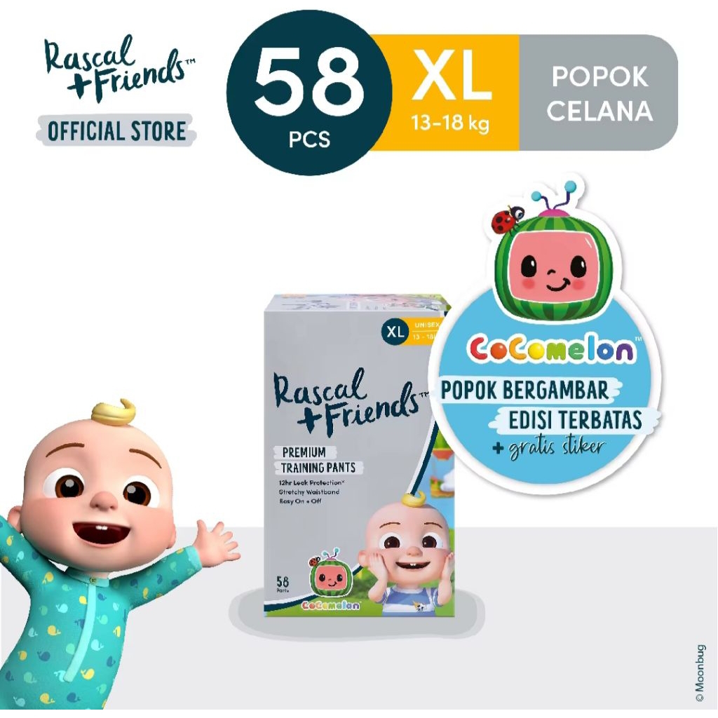 -- ready stok size L, XL, XXL--- Rascal + Friends x CoComelon Diaper Pants (13-18kg) XL, (10-15kg) L