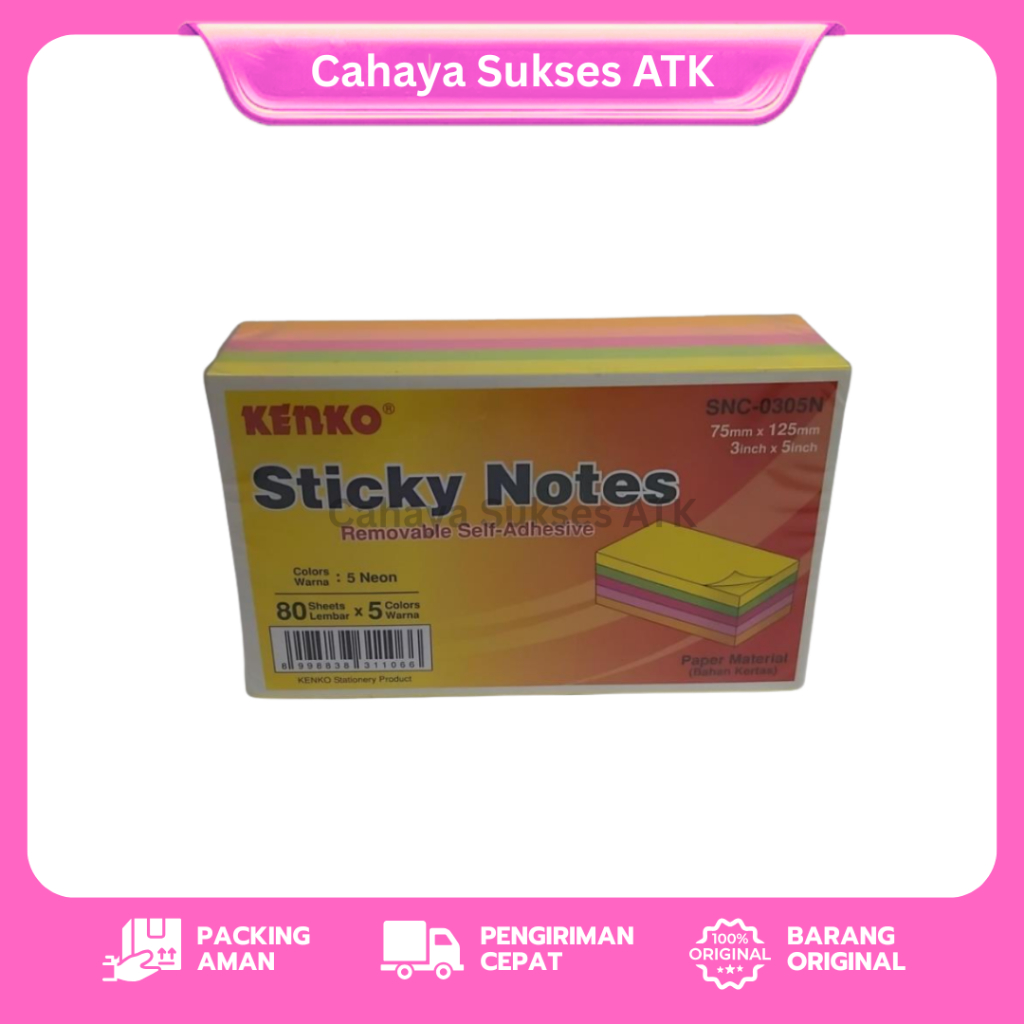 

Sticky Notes Kenko SNC 0305N Memo Warna Warni 80 Lembar 5 Warna