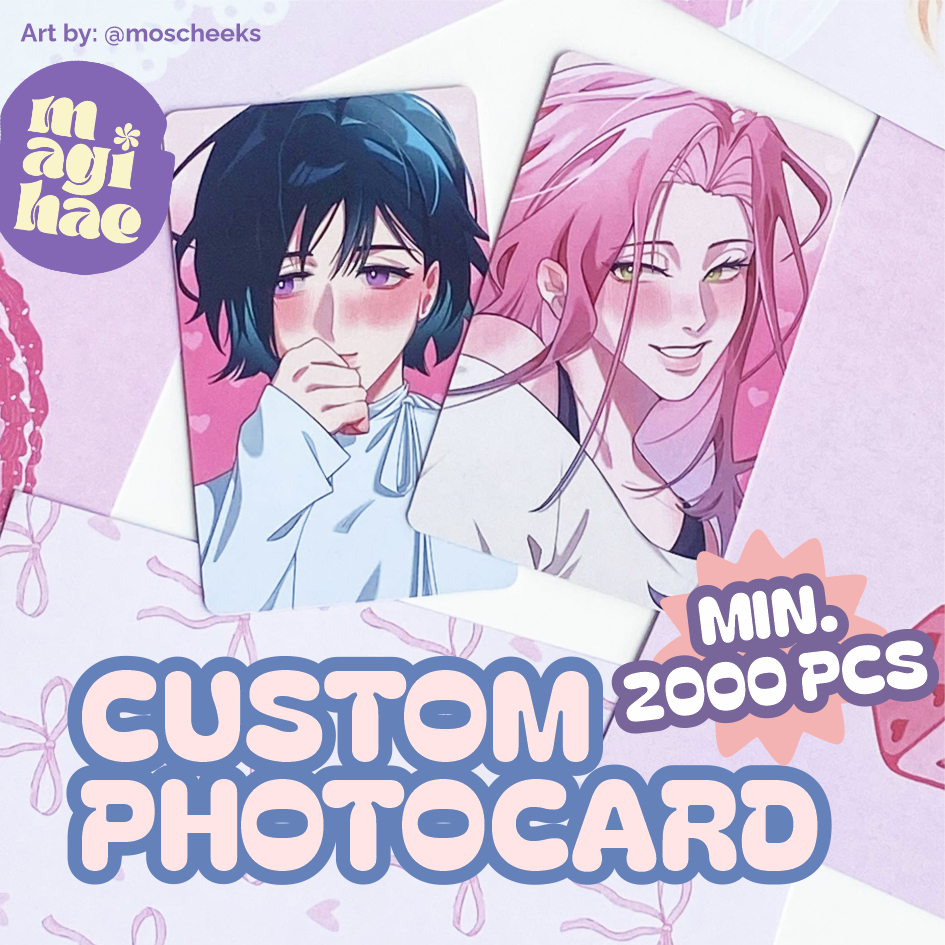 [Min. 2000pcs] Custom Photocard Print 2 Sisi Laminasi Matte Glossy  Hologram Glitter - Magihae