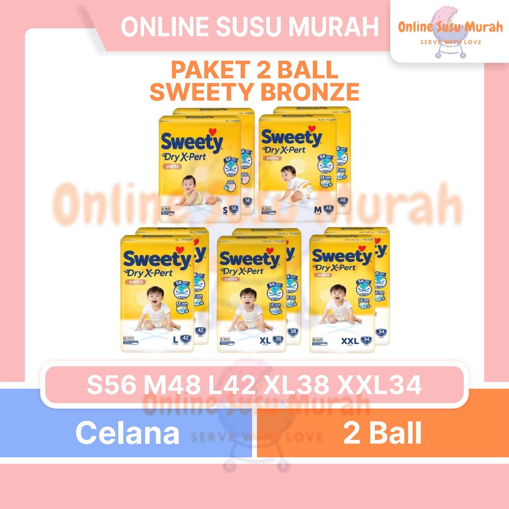 SWEETY BRONZE PANTS PAKET 2 BALL - POPOK CELANA S 56 M 48 L 42 XL 38 XXL 34 PPKS