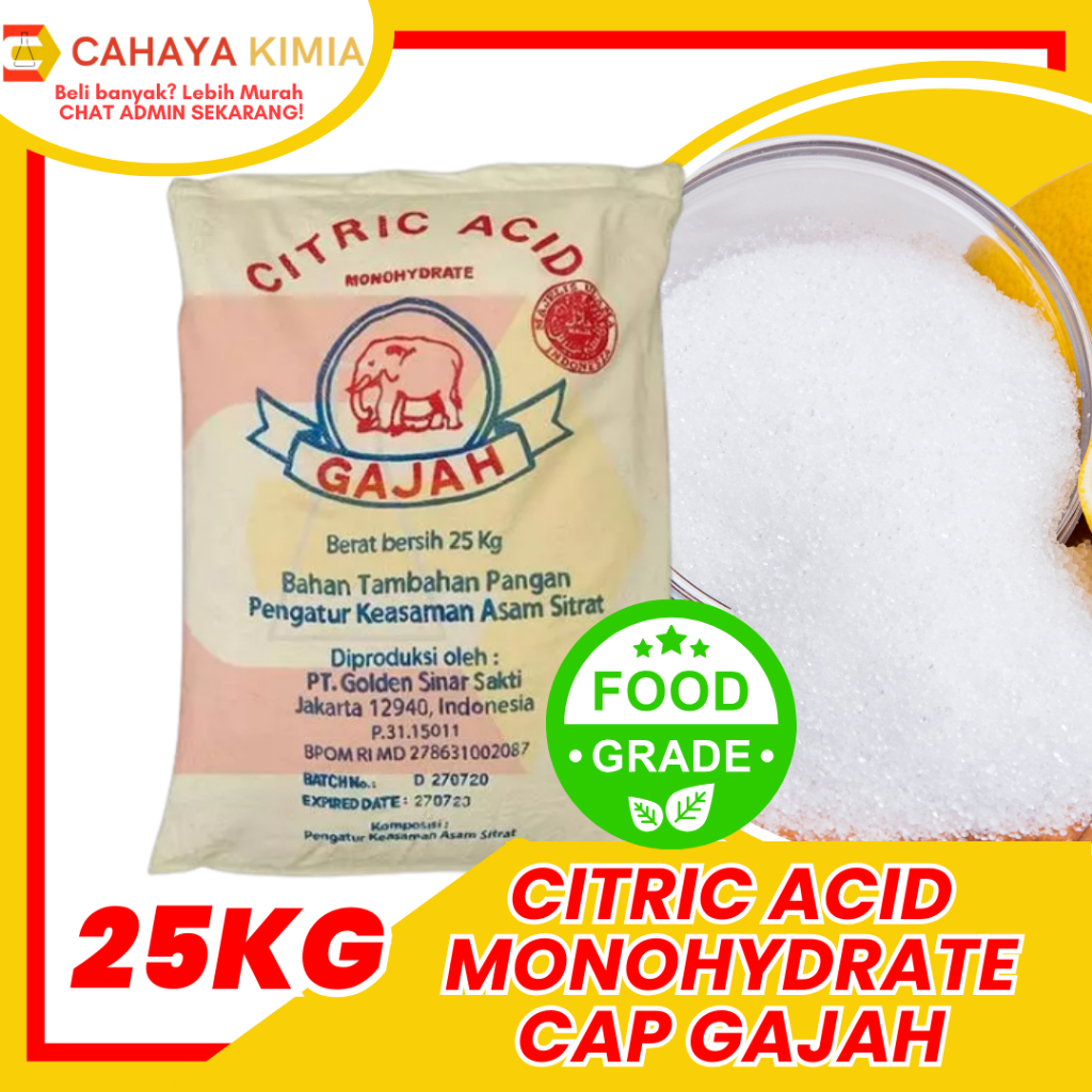 

(GOSEND ONLY) Citric Monohydrate / Citrun Gajah / Citrun Monohydrate Gajah - 25kg