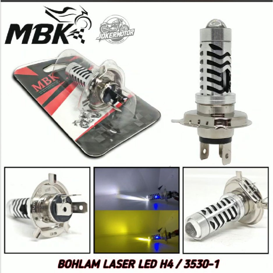 LAMPU LED MOTOR BOHLAM LASER LED H4 3530-1 + SENJA LASERGUN 12V DC VIXION CB 150 MEGAPRO VERZA SCORP