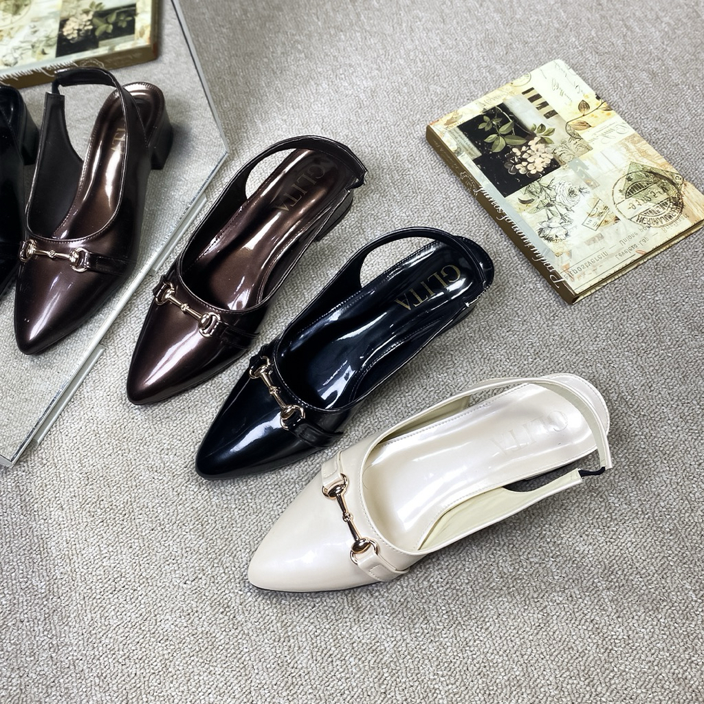 Sepatu Sandal Wanita Mules Lancip Hak 3cm - Glita Arabella Heels Elegan