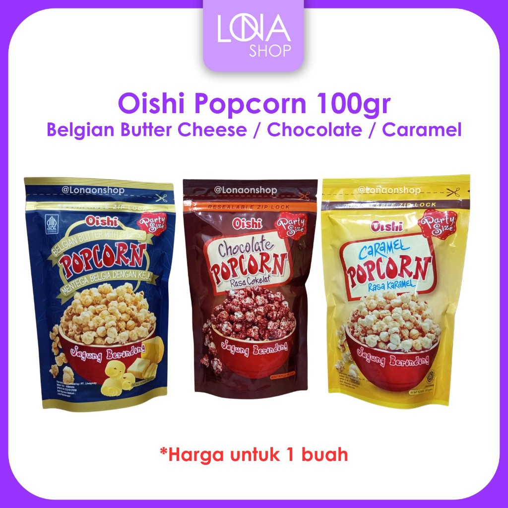

Oishi Popcorn 100gr | Belgian Butter Cheese / Chocolate / Caramel