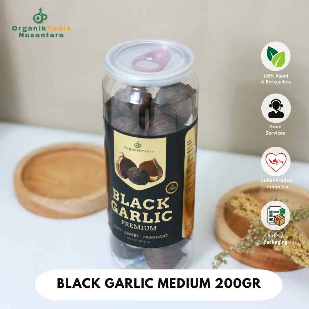 

Black Garlic Bawang Hitam Tunggal Premium OrganikPedia Nusantara 200gr Ukuran Medium