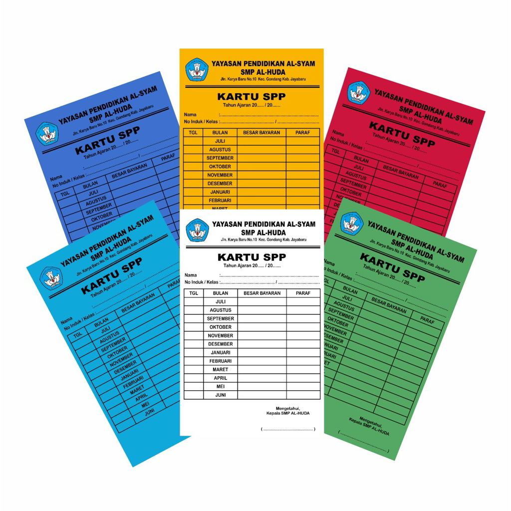 

Kartu SPP Sekolah Custom | Bahan BC 160gr | Ukuran A5 (1/2 Folio) dan F4