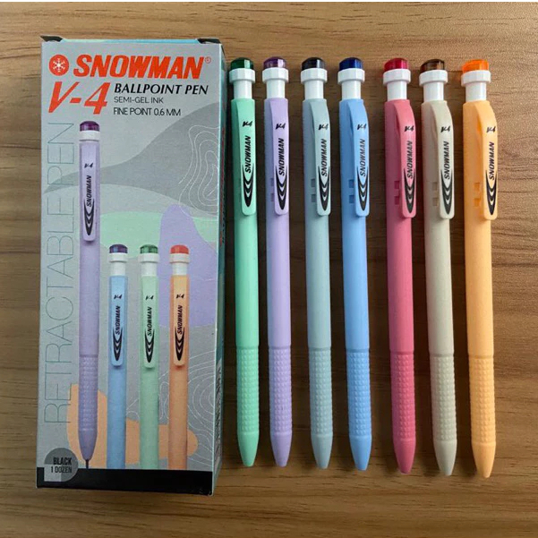 

VHP - Pulpen Semi Gel Snowman Pastel V-4 Fine Point 12pcs Tinta Hitam 0.6mm