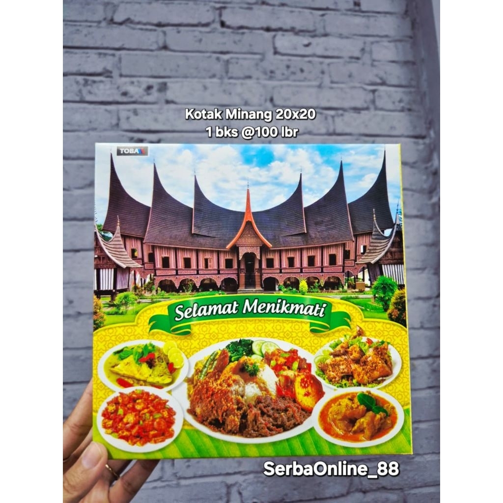 Toba - Box Kotak Nasi Minang Kuning - Kotak minang 20x20 isi 100lbr, sudah termasuk alas