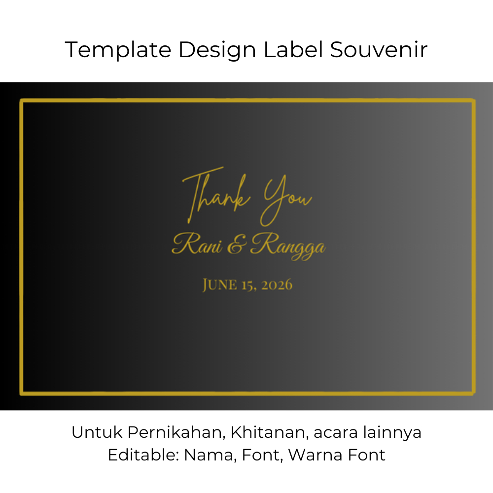

Label Souvenir Pernikahan Custom – Desain Hitam Simpel Mewah, Nama & Tanggal Bisa Edit