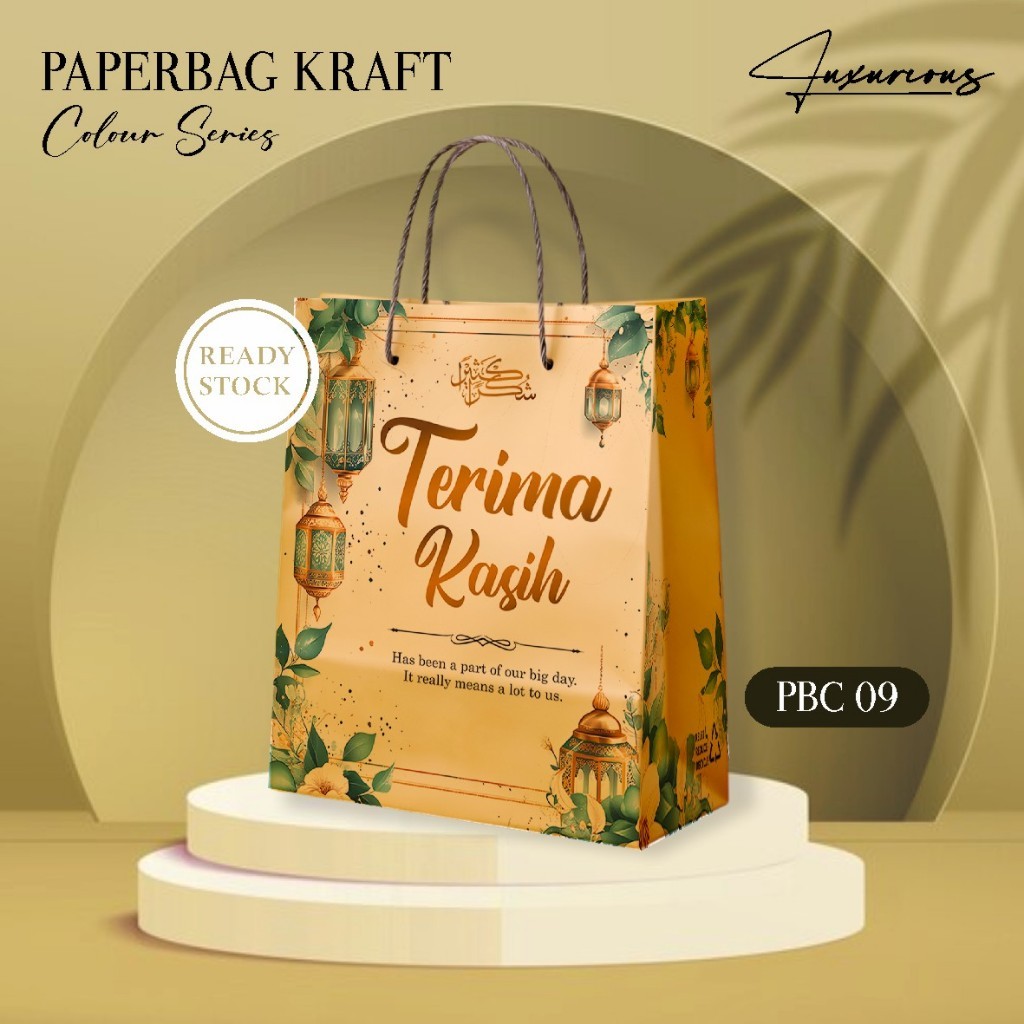 

(12 PCS) Paper Bag Motif Souvenir Nikah/Ultah/Hajatan || Tas Souvenir Kraft PBC 09 Murah R.Stock