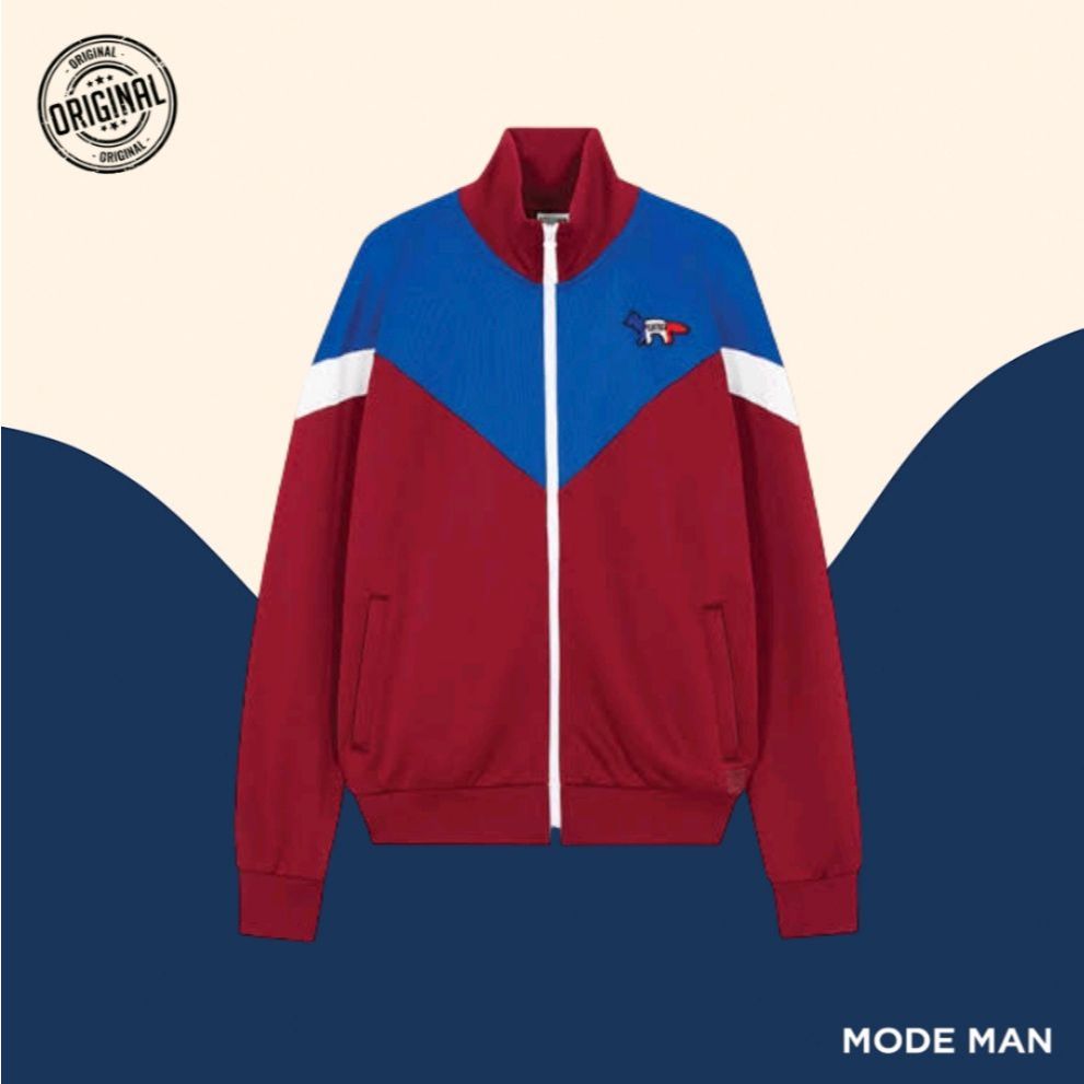 Puma x Maison Kitsune MCS Track Top – Jaket Track Pria, Athleisure Poly-Cotton, Desain Colour-Blocke