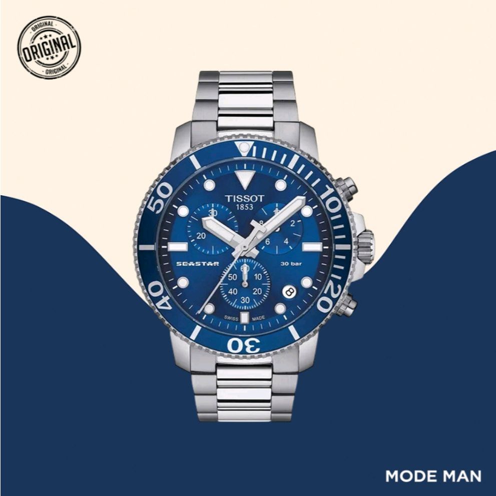Tissot Seastar 1000 Chronograph – Jam Tangan Diver Pria 300M, Arloji Kronograf Stainless Steel, Swis