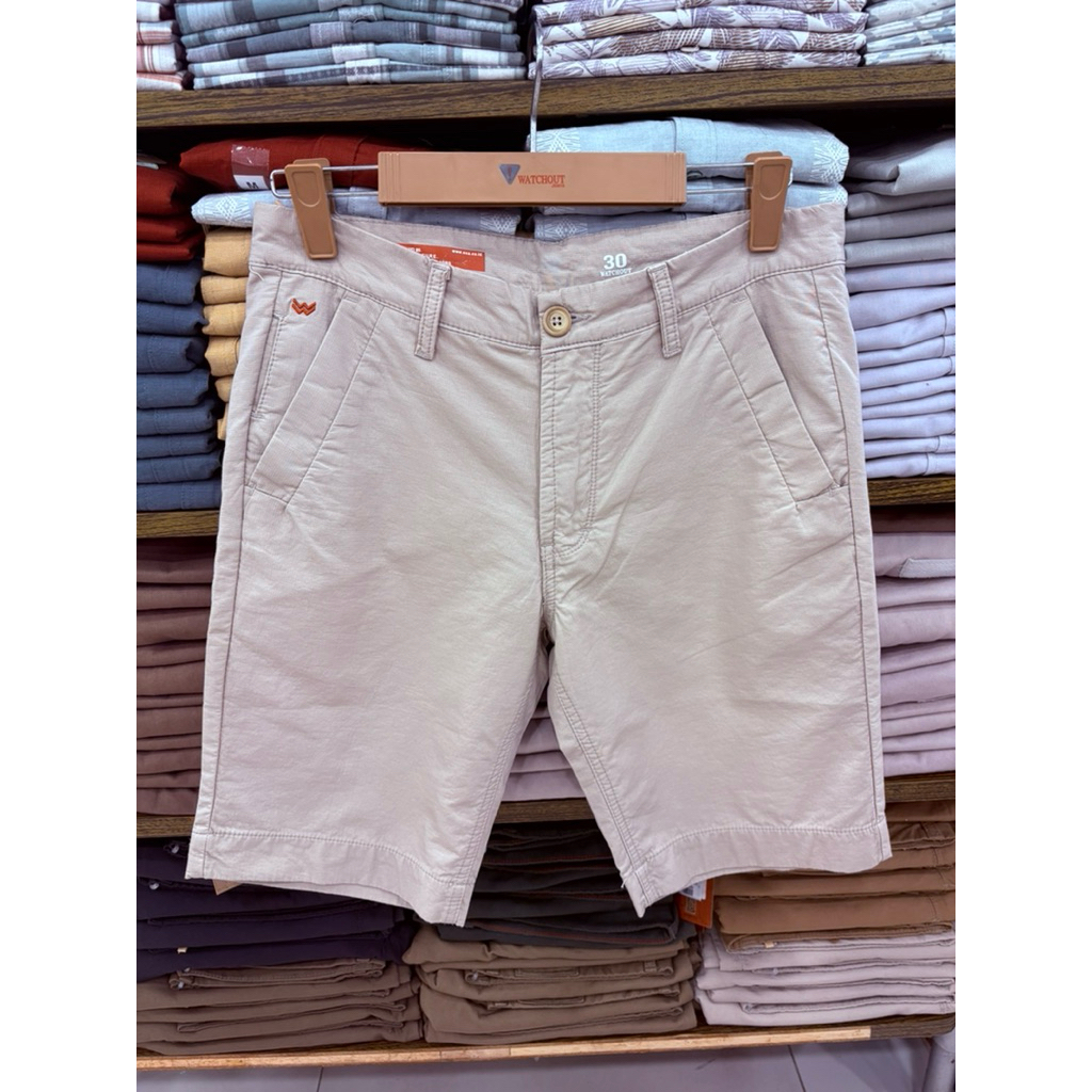 CELANA PENDEK MERK WATCHOUT CASUAL ORIGINAL REGULER WARNA CREAM