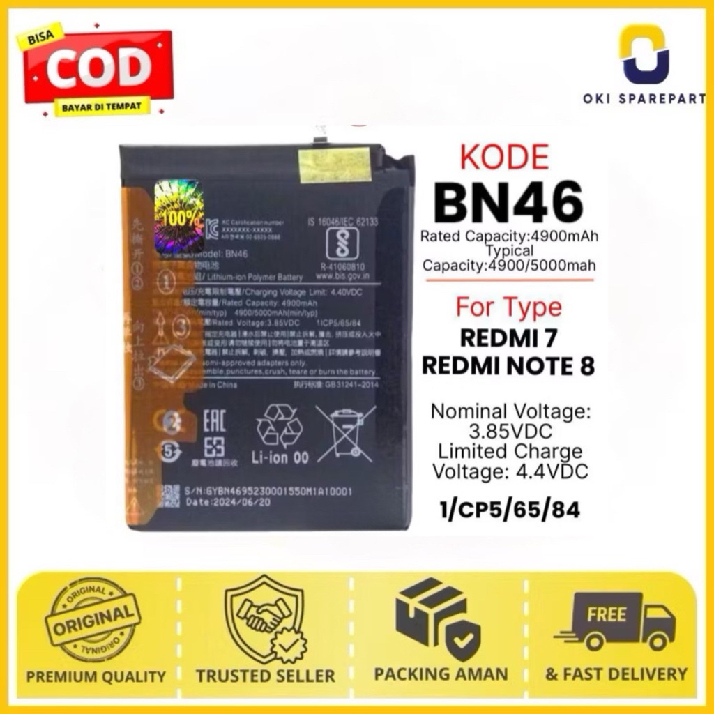 BATERAI ORIGINAL BN46 REDMI 7 REDMI NOTE 8 BN-46 BN 46 100% BATTERY BATRE BN 46 Original 100%