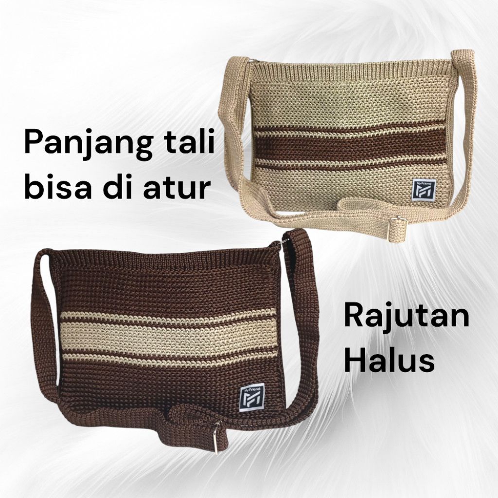 Tas Rajut Full Resleting Selempang Wanita Muat Hp