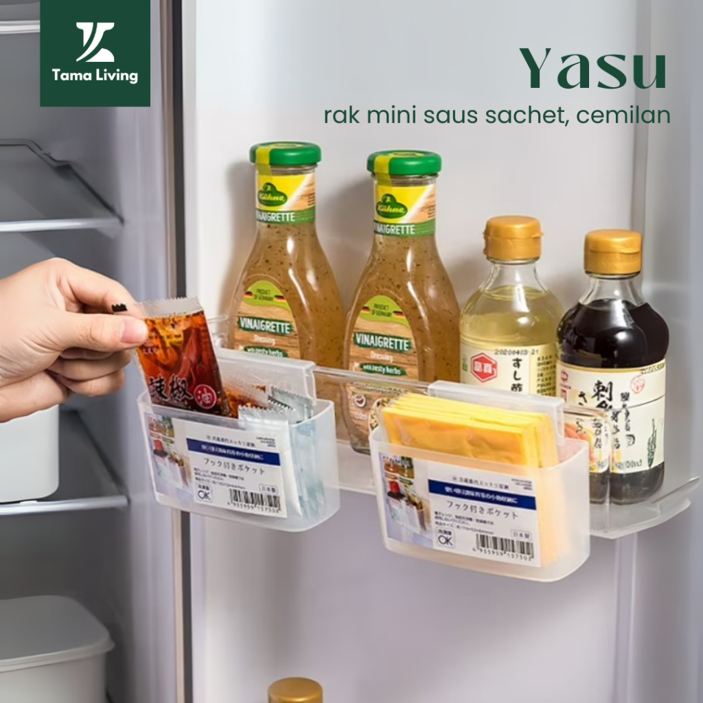 TAMA LIVING Yasu Rak Mini Tempat Saus Sambal Sachet Cemilan Kosmetik Rak Kulkas Serbaguna Rak Saus